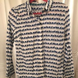 Blue Elephant Button Up